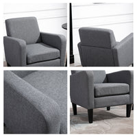 Einzelsessel, Relaxsessel, Polstersessel mit Holzfüßen, Stoff in Leinenoptik, 66 x 72 x 74 cm, Hellgrau – Produktabbildung 8