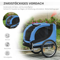 PawHut Fahrradanhänger bis 20kg Universalkupplung Sicherheitsanker Reflektor Stahl Blau+Schwarz – Produktabbildung 9