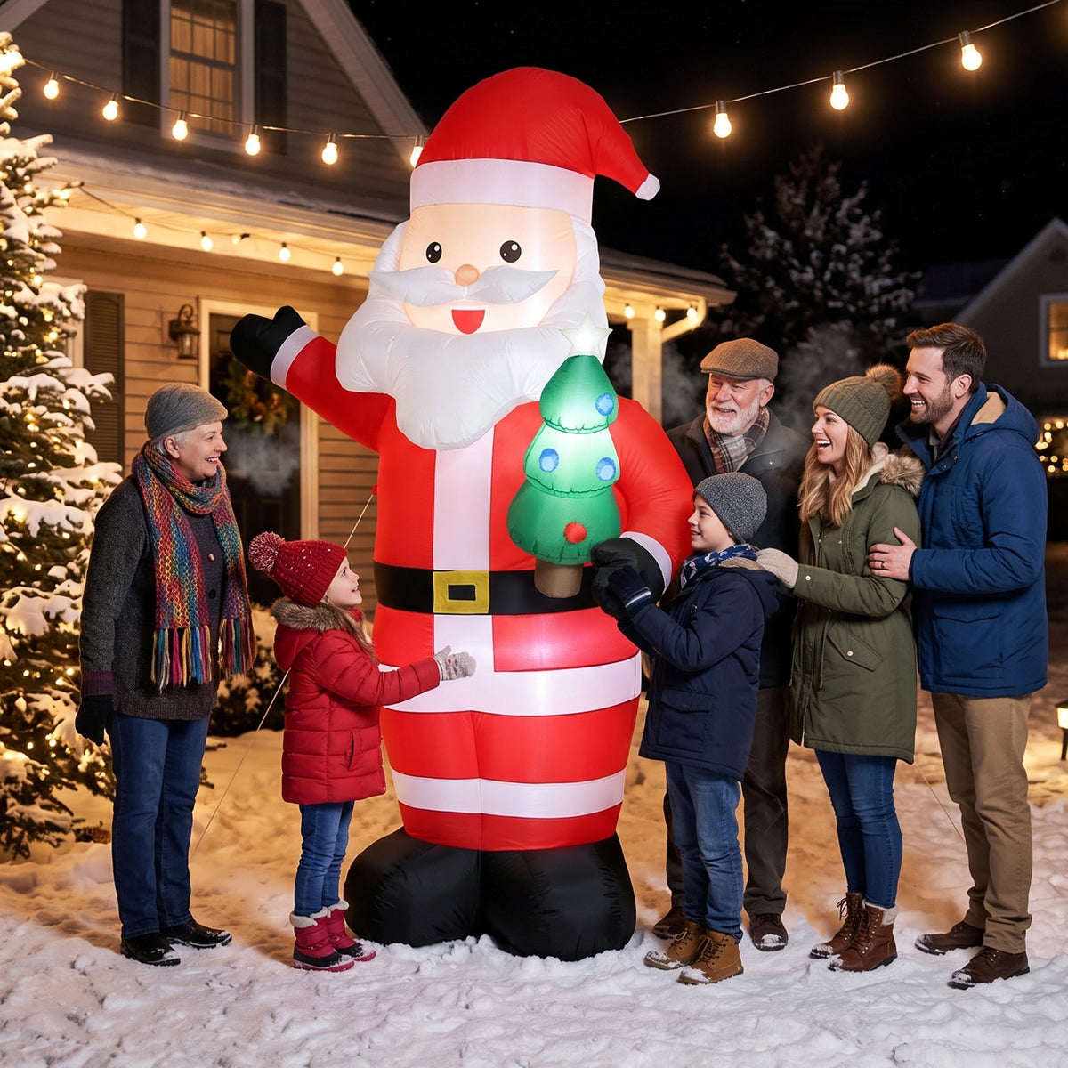 Outsunny Aufblasbarer Weihnachtsmann, 243 cm, mit hellem LED-Licht, Weihnachtsdekoration für Innen- und – Produktabbildung 2