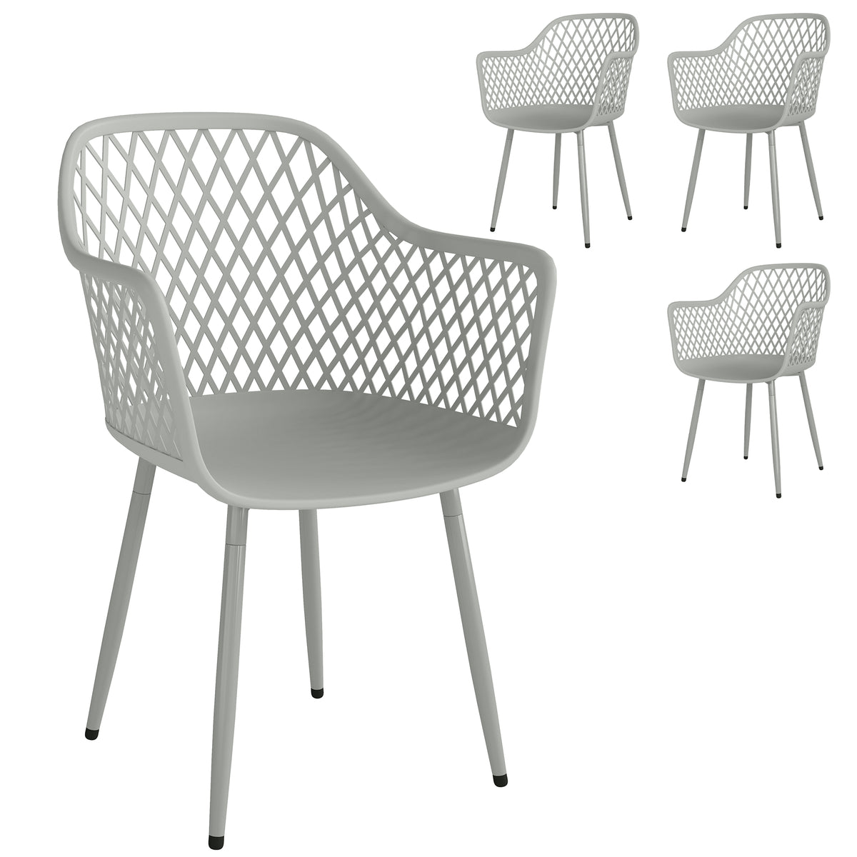 Outsunny Gartenstuhl 4er Set UV-beständige Gartenstühle aus Kunststoff mit Armlehne Rückenlehne 56 x 51 x 84
