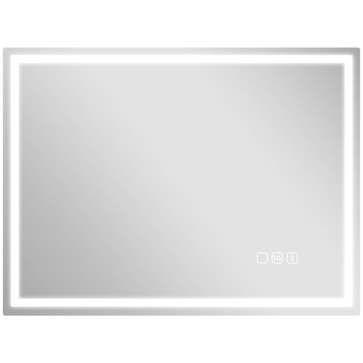 HOMCOM Badezimmerspiegel mit LED-Beleuchtung, Anti-Beschlags-Pad, 3 verstellbare Farben, Uhr, 600 x 800 mm