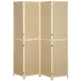 HOMCOM Paravent mit 4 Paneelen, faltbare Trennwand aus handgeflochtenem Bambus, 180 x 180 cm, Natur
