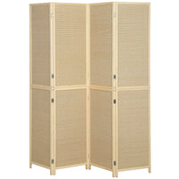HOMCOM Paravent mit 4 Paneelen, faltbare Trennwand aus handgeflochtenem Bambus, 180 x 180 cm, Natur
