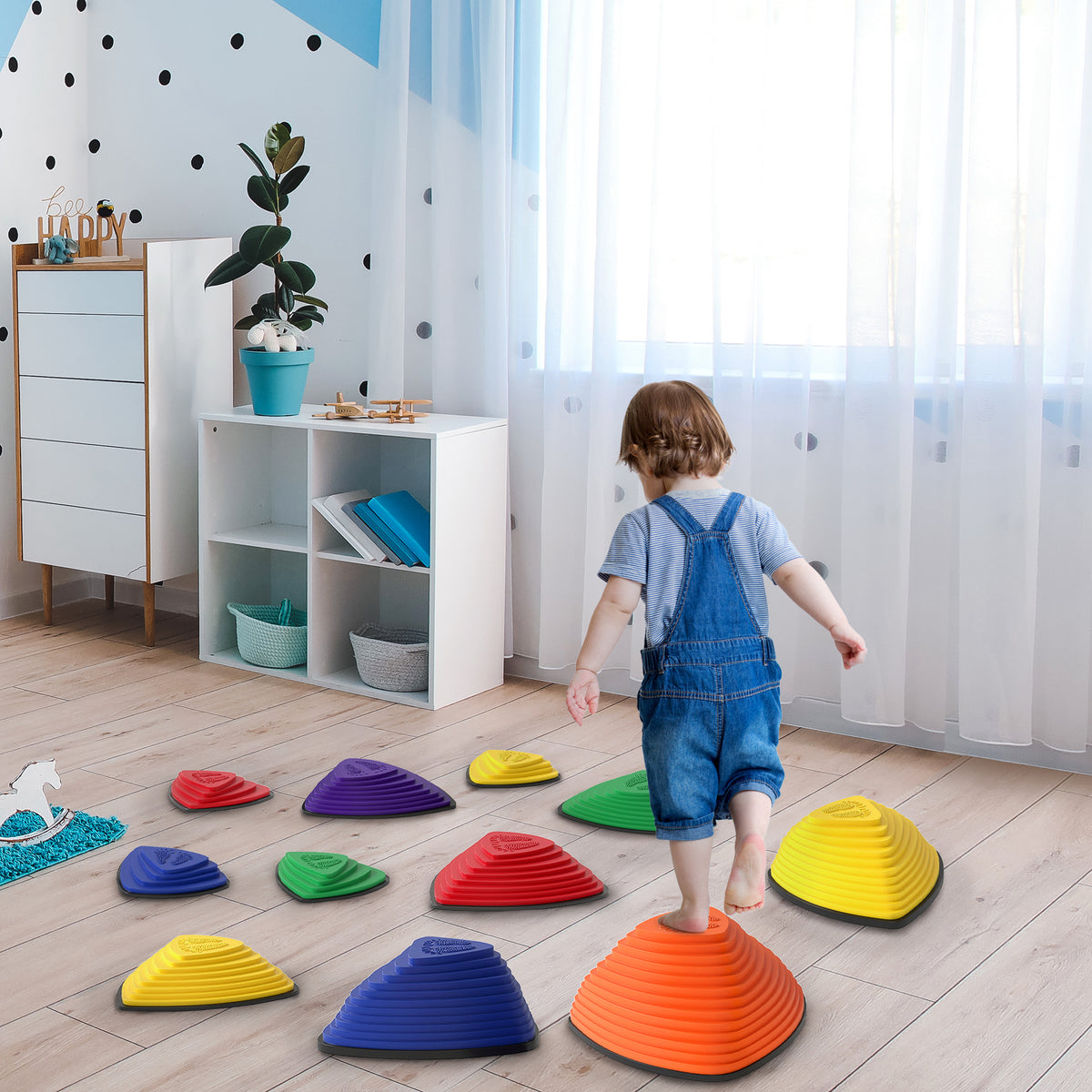 11er-Set Trittsteine, rutschfestes Design, für drinnen & draußen, stapelbar, Bunt – Produktabbildung 2