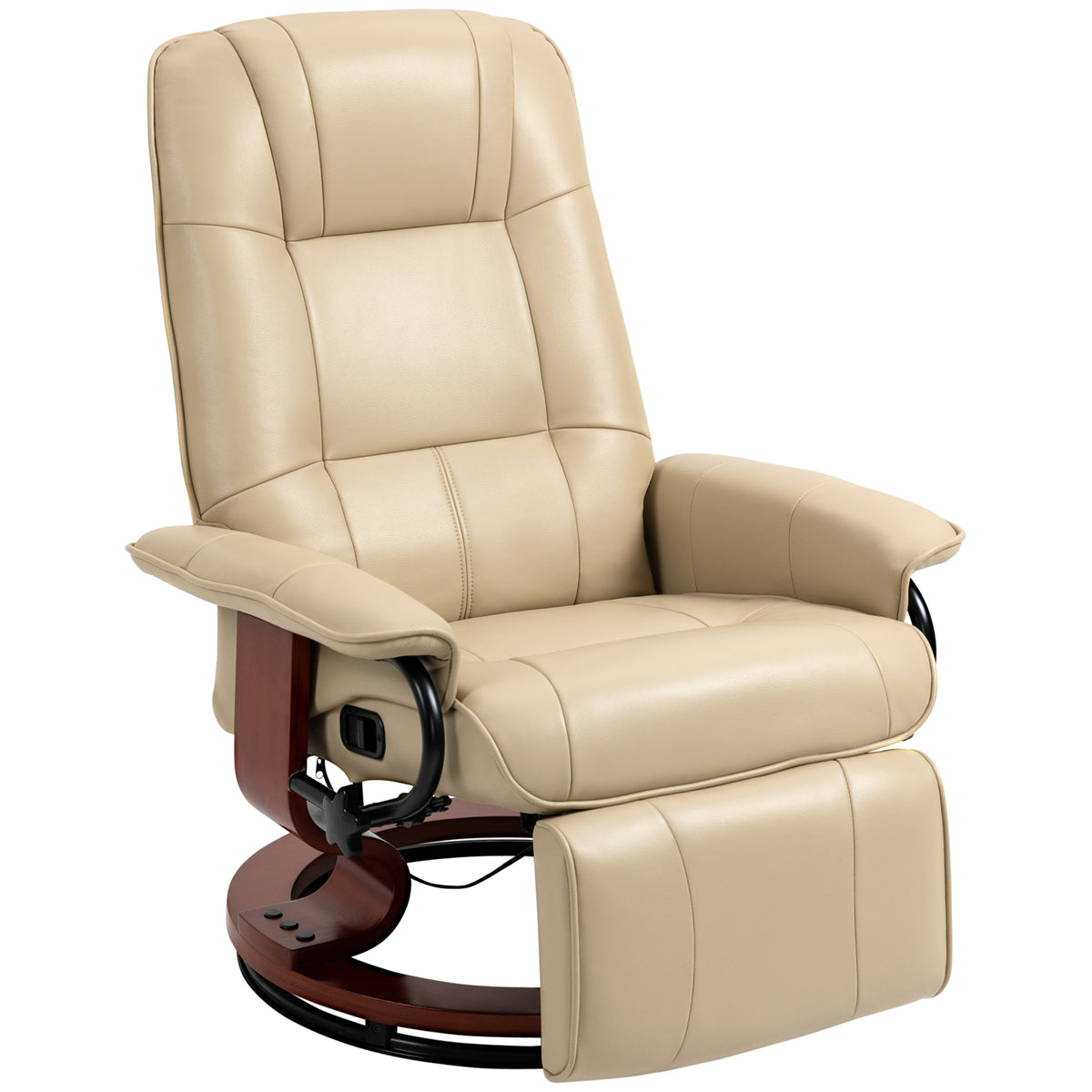HOMCOM Relaxsessel, verstellbar, Liegefunktion, bis 120 kg, Kunstleder, 78 x 87 x 100 cm, Creme