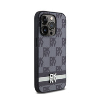 DKNY Leather Checkered Mono Pattern & Printed Stripes - Hülle für iPhone 14 Pro (schwarz) – Produktabbildung 4