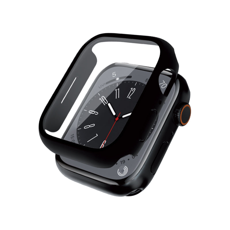 Crong Hybrid Watch Case - Hülle se sklem für Apple Watch 45mm (schwarz)