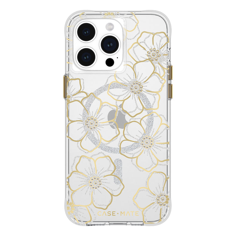 Case-Mate Floral Gems MagSafe - Hülle für iPhone 15 Pro Max (Gold)