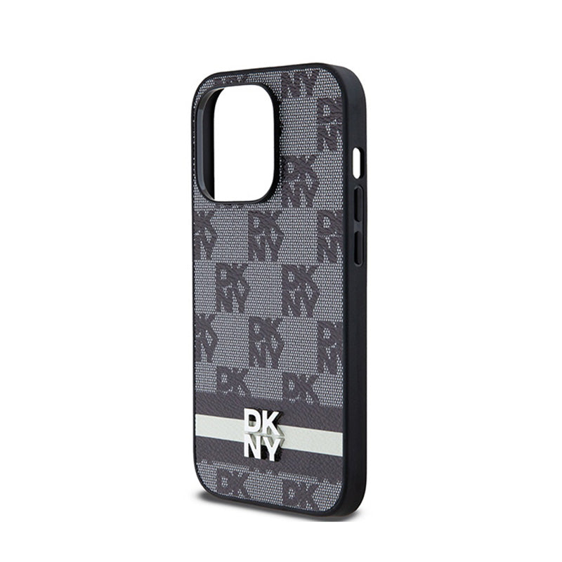 DKNY Leather Checkered Mono Pattern & Printed Stripes - Hülle für iPhone 14 Pro (schwarz) – Produktabbildung 6