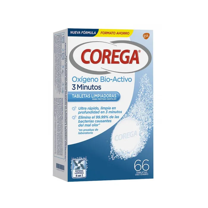 Corega Active Oxygen 3 Minutes 66 Tablets