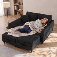 HOMCOM Ecksofa 4-Sitzer U-Form Sofa mit Stauraum-Ottomane, 306 cm Eckcouch mit Cord-Optik, 4 Kissen, für – Produktabbildung 8