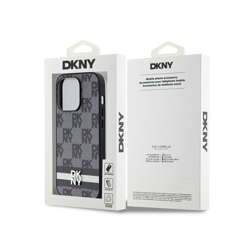 DKNY Leather Checkered Mono Pattern & Printed Stripes - Hülle für iPhone 14 Pro (schwarz) – Produktabbildung 8