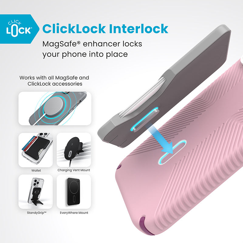 Speck Presidio2 Grip ClickLock & MagSafe - Hülle für iPhone 16 Pro Max (Wednesday Pink / Boysenberry – Produktabbildung 2