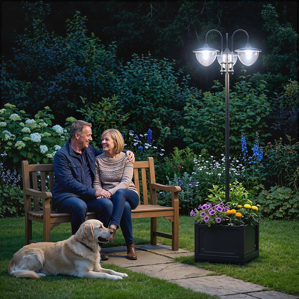 Outsunny Solar Laterne Stehleuchte aus Metall, Gartenlaterne mit Lichtsteuerung, 189 cm hoch, Windlicht – Produktabbildung 2