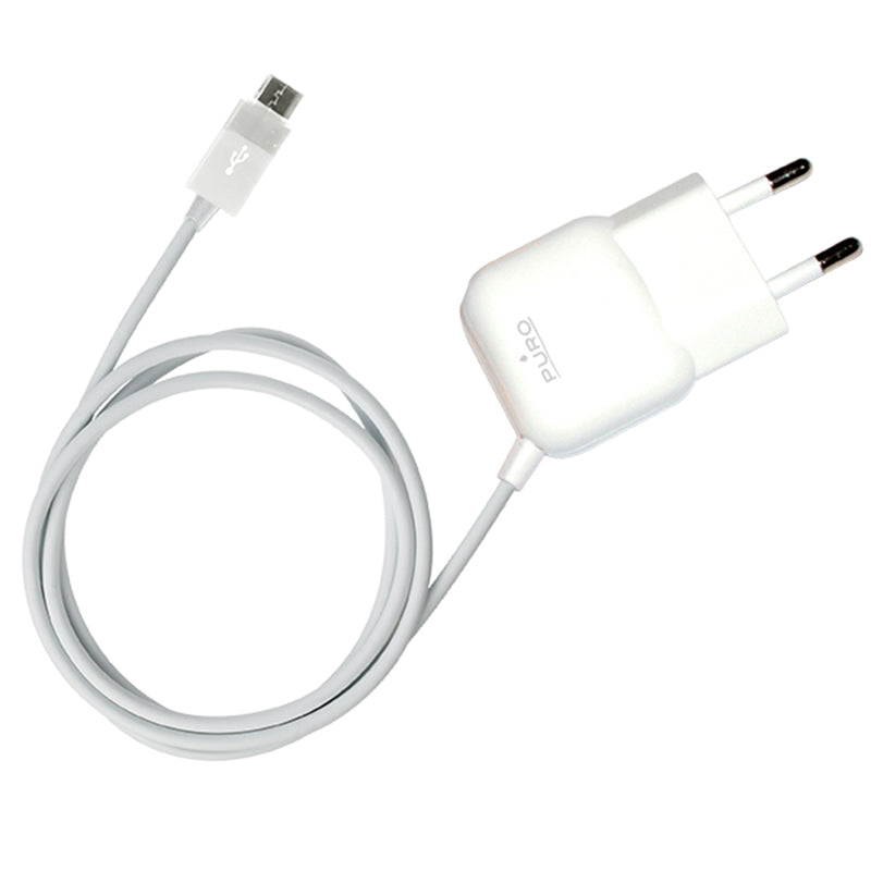 PURO Mini Reise- Ladegerät – přenosná nástěnná Ladegerät s micro USB Kabelem (weiß)