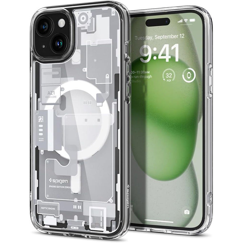 Spigen Ultra Hybrid MagSafe - Hülle für iPhone 15 Plus (Zero One Weiß)