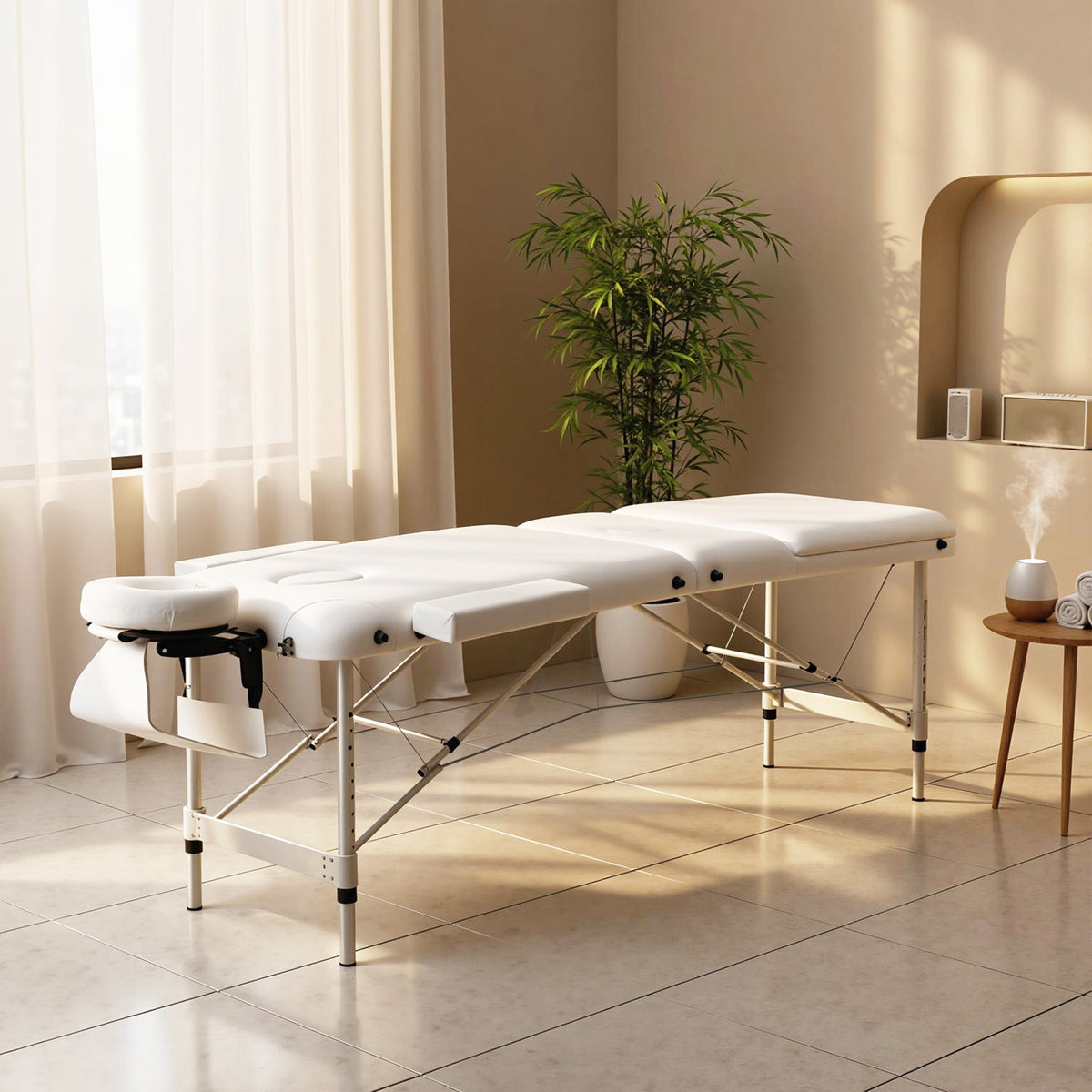 HOMCOM Mobile Massageliege 3 Zonen Klappbar Massagetisch mit Kopfstütze Armlehne Tragetasche – Produktabbildung 2