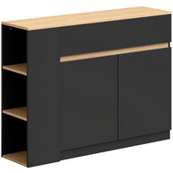 HOMCOM Sideboard, Buffet, großes Schrankfach, 3-stufiges Regal, Schublade, schwarz, 110 x 29,5 x 82cm