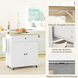 HOMCOM Küchenwagen mit Schublade, Schrankfach, Handtuchstange, 106 x 42 x 87 cm, Weiß/Eiche – Produktabbildung 8