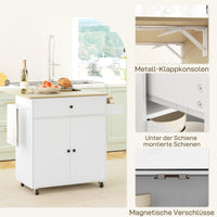 HOMCOM Küchenwagen mit Schublade, Schrankfach, Handtuchstange, 106 x 42 x 87 cm, Weiß/Eiche – Produktabbildung 8