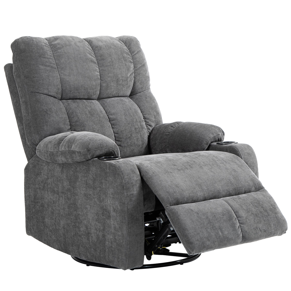 HOMCOM Relaxsessel mit Fußstütze, Liegesessel, drehbar, bis 150 kg, Stahlrahmen, 88x96x108cm, Dunkelgrau