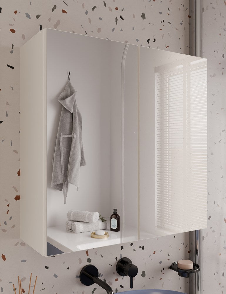 Hängender Badezimmerschrank mit Spiegel über Waschbecken POLA 2DL 2 Türen KASCHMIR – Produktabbildung 2