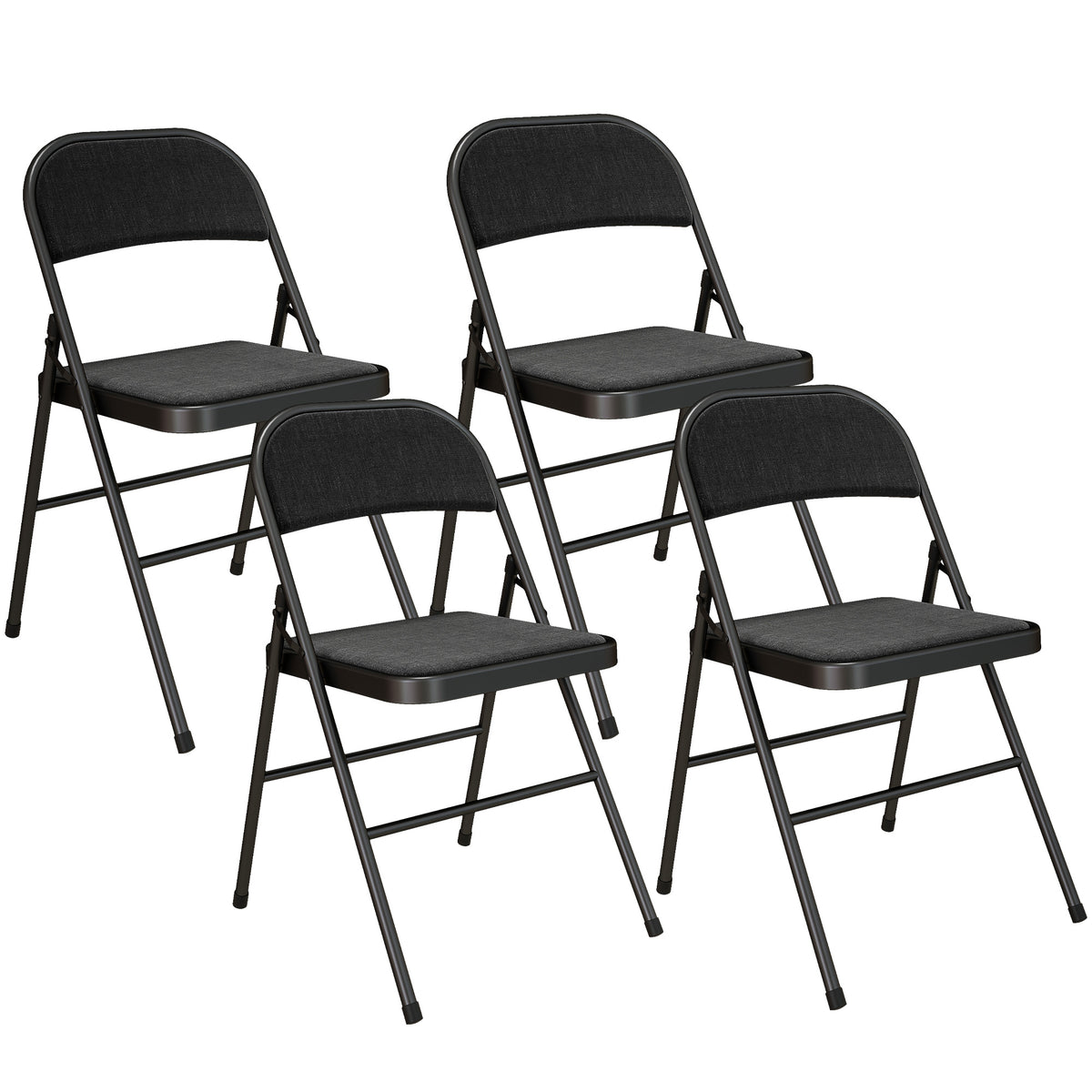 HOMCOM 4er-Set Klappstühle, Tragbare Bürostühle, Metallbeine, Faltstuhl für Büro, Empfang, Wartezimmer