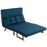 HOMCOM Schlafsofa 2er-Sofa Samtsofa, Schlaffunktion, inkl. 2 Kissen, Samtoptik, Natur + Blau – Produktabbildung 10