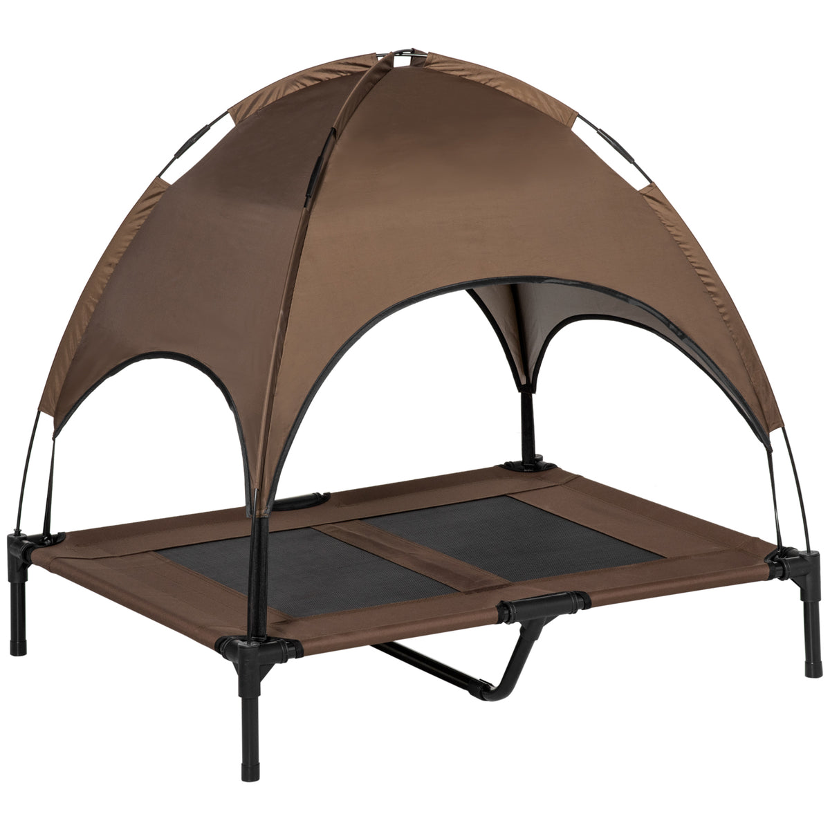 PawHut Erhöhtes Hundebett mit Baldachin, Haustierbett, Hundeliege outdoor mit Dach, Atmungsaktiv, Taftstoff