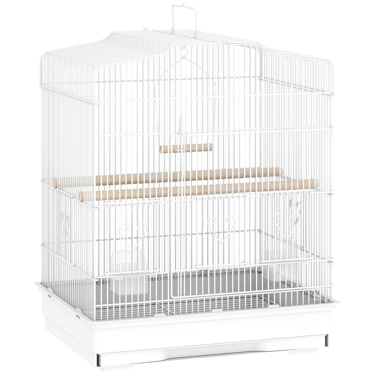 PawHut Vogelkäfig im Vintage-Design für kleine Vogelarten inkl. Zubehör 46,5 x 36 x 59 cm Stahl, Holz