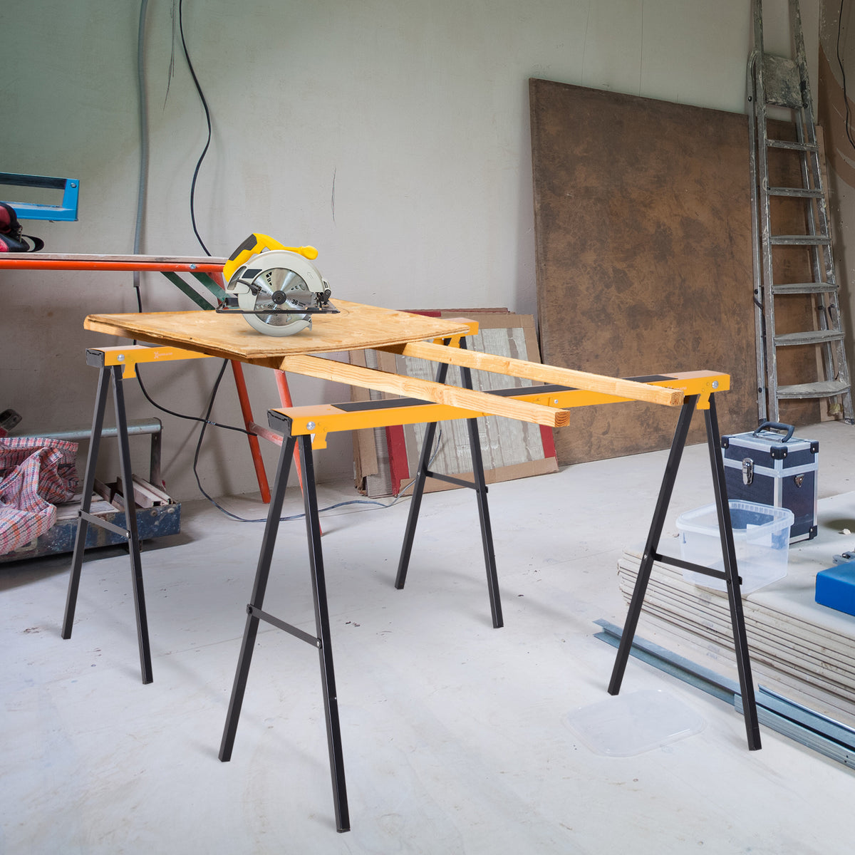 2er-Set Arbeitsbock, Handwerks-Ständer, bis zu 250 kg belastbar, Metall, Gelb – Produktabbildung 2