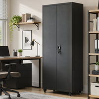 HOMCOM Aktenschrank, Abschließbar Metallschrank mit Rollen, Verstellbaren Ablagen, aus Stahl, 80 x 40 x – Produktabbildung 8