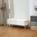 HOMCOM Aufbewahrungsbank, Sitzbank mit 65 L Stauraum, Teddy-Fleece-Stoff, Kautschukholz, 120 x 42 x 45 – Produktabbildung 10
