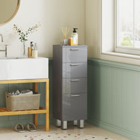 KleanKin Badezimmerschrank, Badschrank, 4 Schubladen, Spanplatte, glatt, Grau – Produktabbildung 2