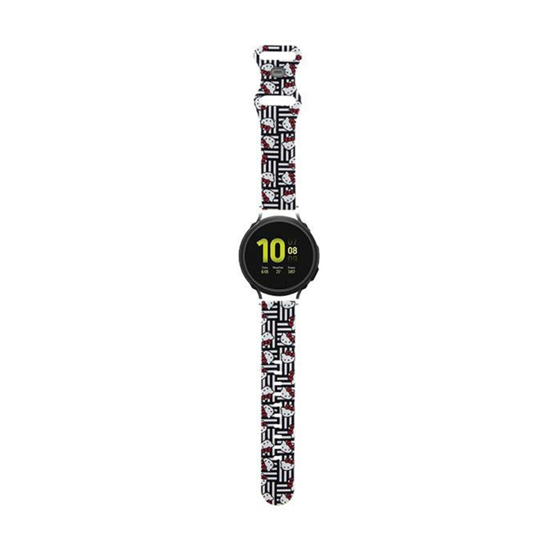 Hello Kitty Silicone Heads & Stripes - universell Armband für Smart- Uhr 20 mm (schwarz)