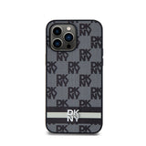 DKNY Leather Checkered Mono Pattern & Printed Stripes - Hülle für iPhone 14 Pro Max (schwarz) – Produktabbildung 3