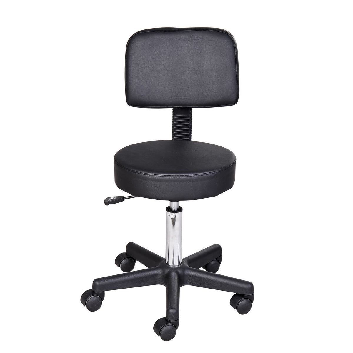 HOMCOM Rollhocker höhenverstellbar mit Rückenlehne Drehhocker 72-84 cm Arbeitshocker 360° drehbar Bürohocker