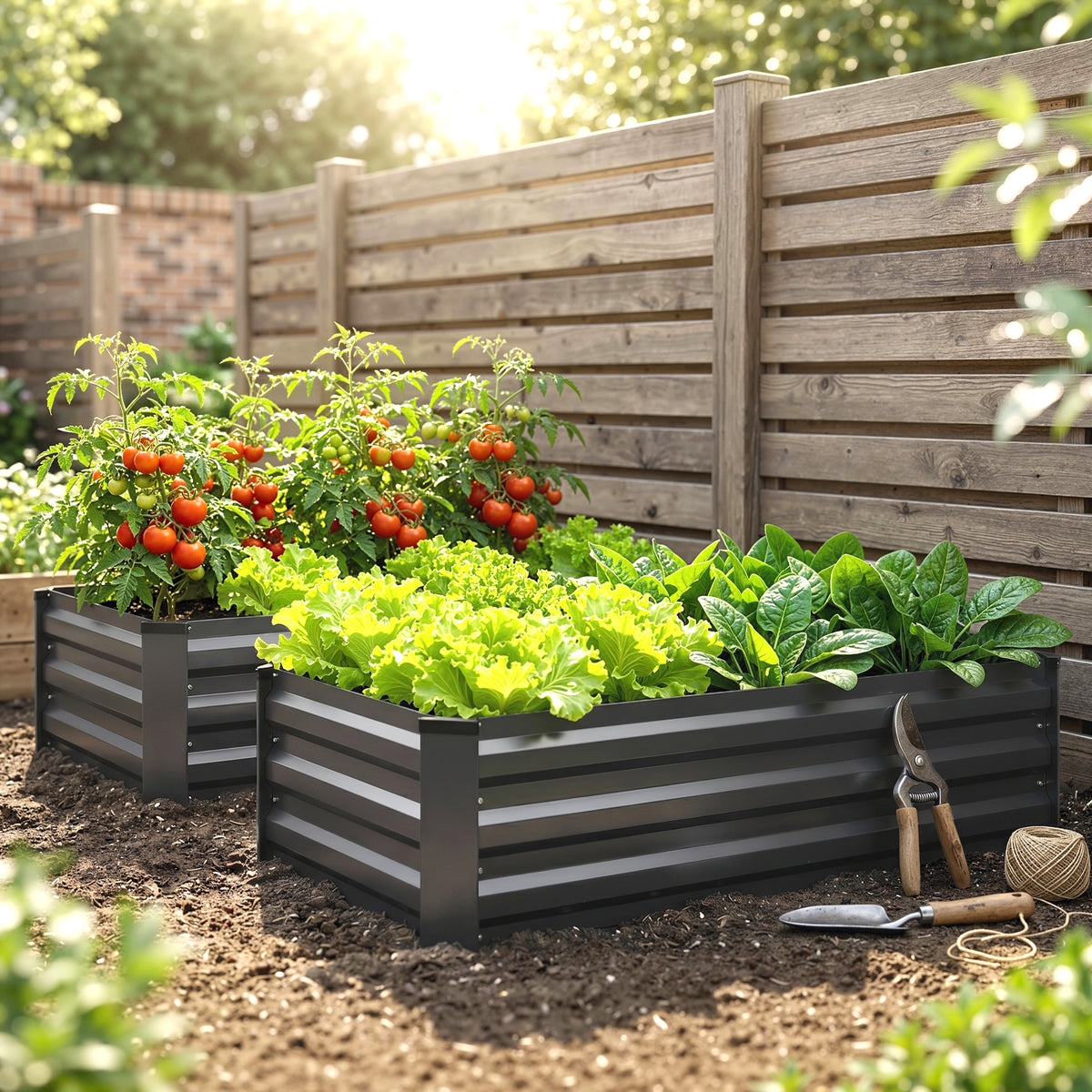 Outsunny Hochbeet Gartenbeet Kräuterbeet, wetterbeständig, offener Boden, 100 x 60 x 30 cm, Dunkelgrau – Produktabbildung 2
