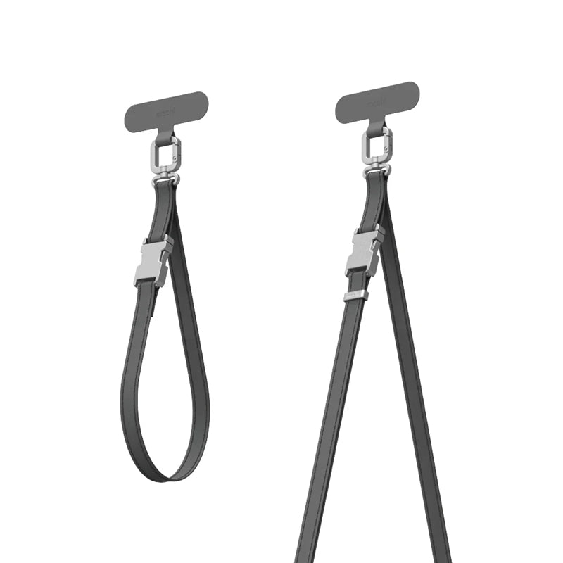 Moshi 2-in-1 Wrist & Body Strap with Adapter - eko Leder- Kordel für das Handy (půlnočně grau)