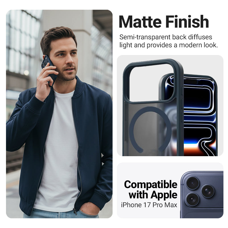 Crong Hybrid Matte Magnetic - Hülle MagSafe für iPhone 17 Pro Max (dunkel blau) – Produktabbildung 2