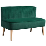 HOMCOM Sofa Retrodesign 2-Sitzer-Sofa, Holzbeine, 117 cm x 56,5 cm x 77 cm, Dunkelgrün
