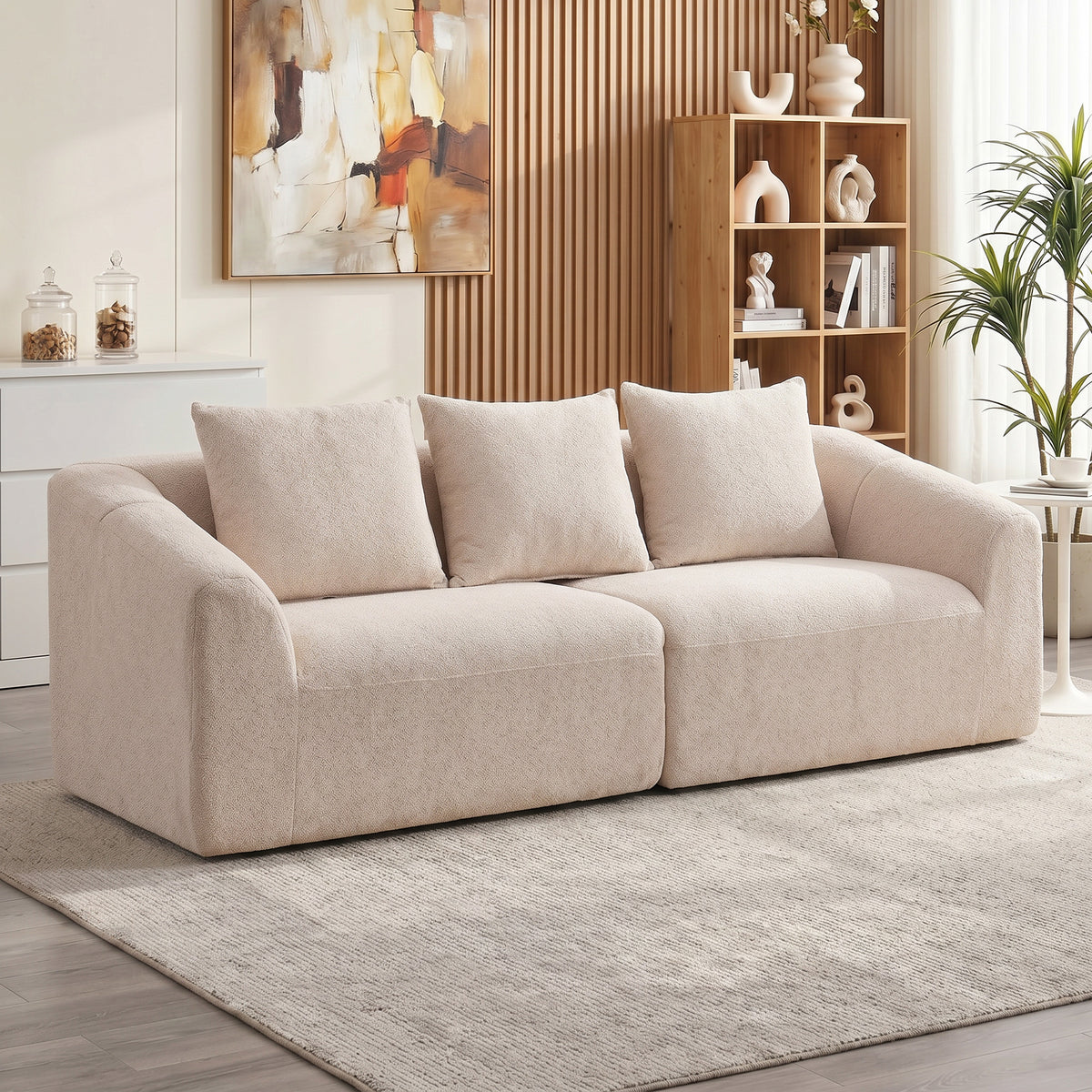 HOMCOM 3-Sitzer Sofa, Chenille Cloud Couch ohne Rahmen, dicke Federkernpolsterung, extra breite – Produktabbildung 2