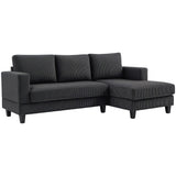 HOMCOM Ecksofa, L-förmiges 3-Sitzer-Sofa mit Chaiselongue, Holzkonstruktion, 8 Beine, Cordstoff