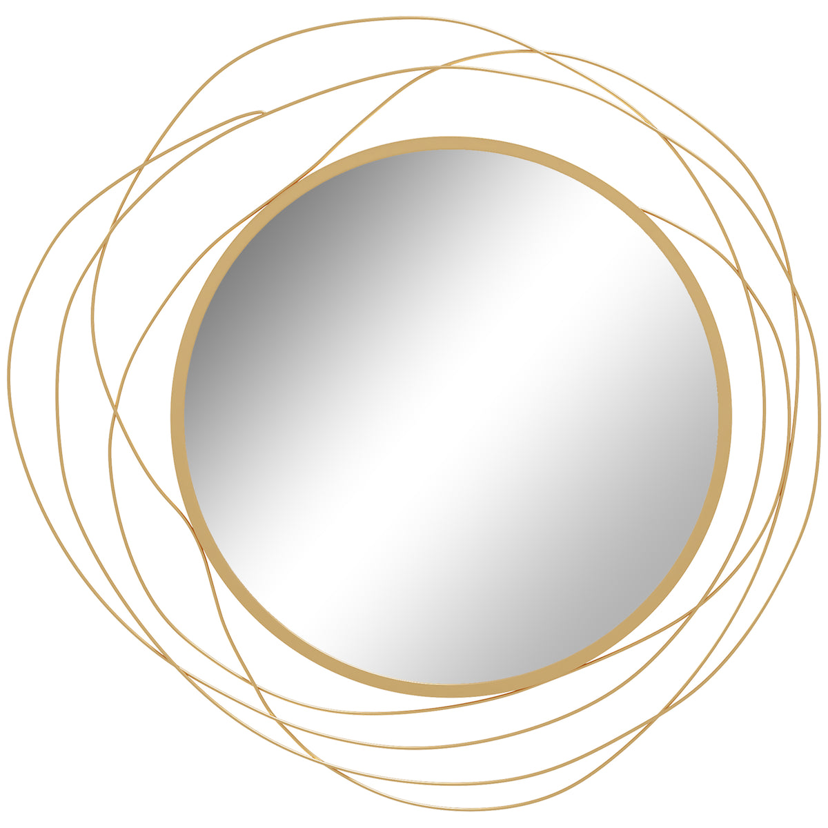 HOMCOM Wanddekoration, runder Wandspiegel, Metallrahmen, Φ65 cm, Farbe: Gold