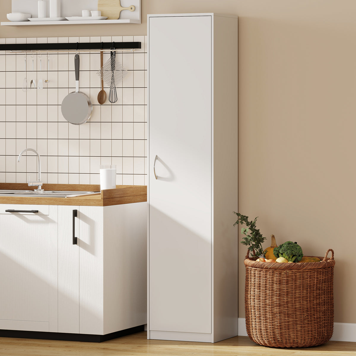 HOMCOM Küchenschrank, 5-Ebenen-Aufbewahrungsschrank, verstellbare Regale, für Wohnzimmer, Küche – Produktabbildung 10