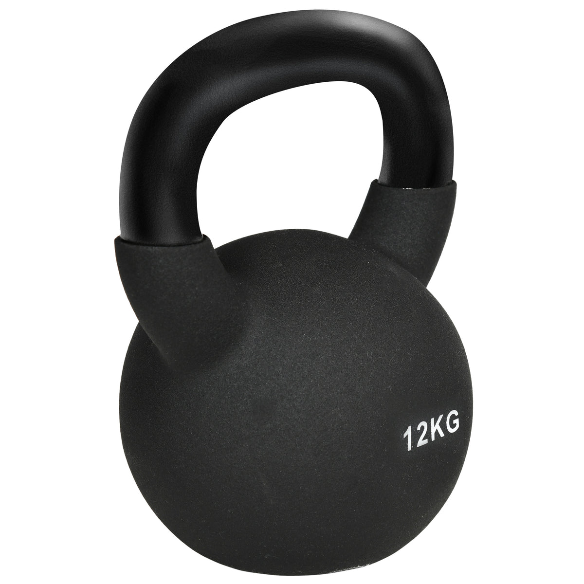 HOMCOM Kettlebell, Kugelhantel, 12 kg, mit Kunststoffummantelung, Stahl, schwarz 20 x 13 x 22cm