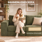HOMCOM Schlafsofa 4-in-1 Schlaffunktion ausziehbar Klappsofa Kissen 2 Sitzer Grün – Produktabbildung 6