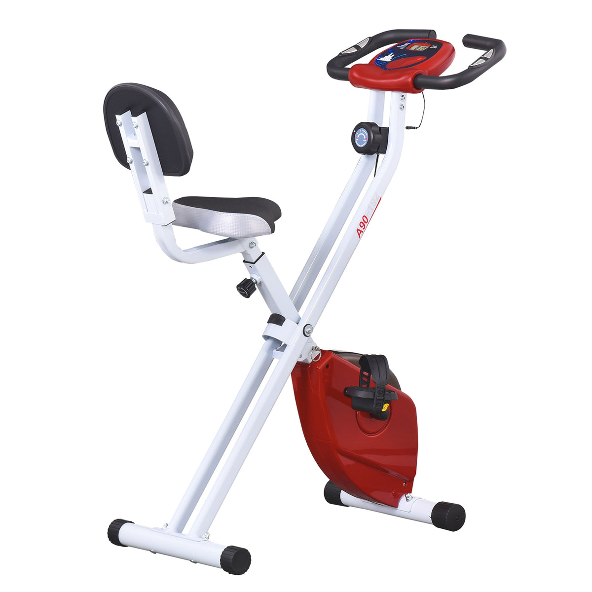 Heimtrainer mit Magnetwiderstand, 8-Stufen, höhenverstellbar, LCD-Display, Rot + Weiß