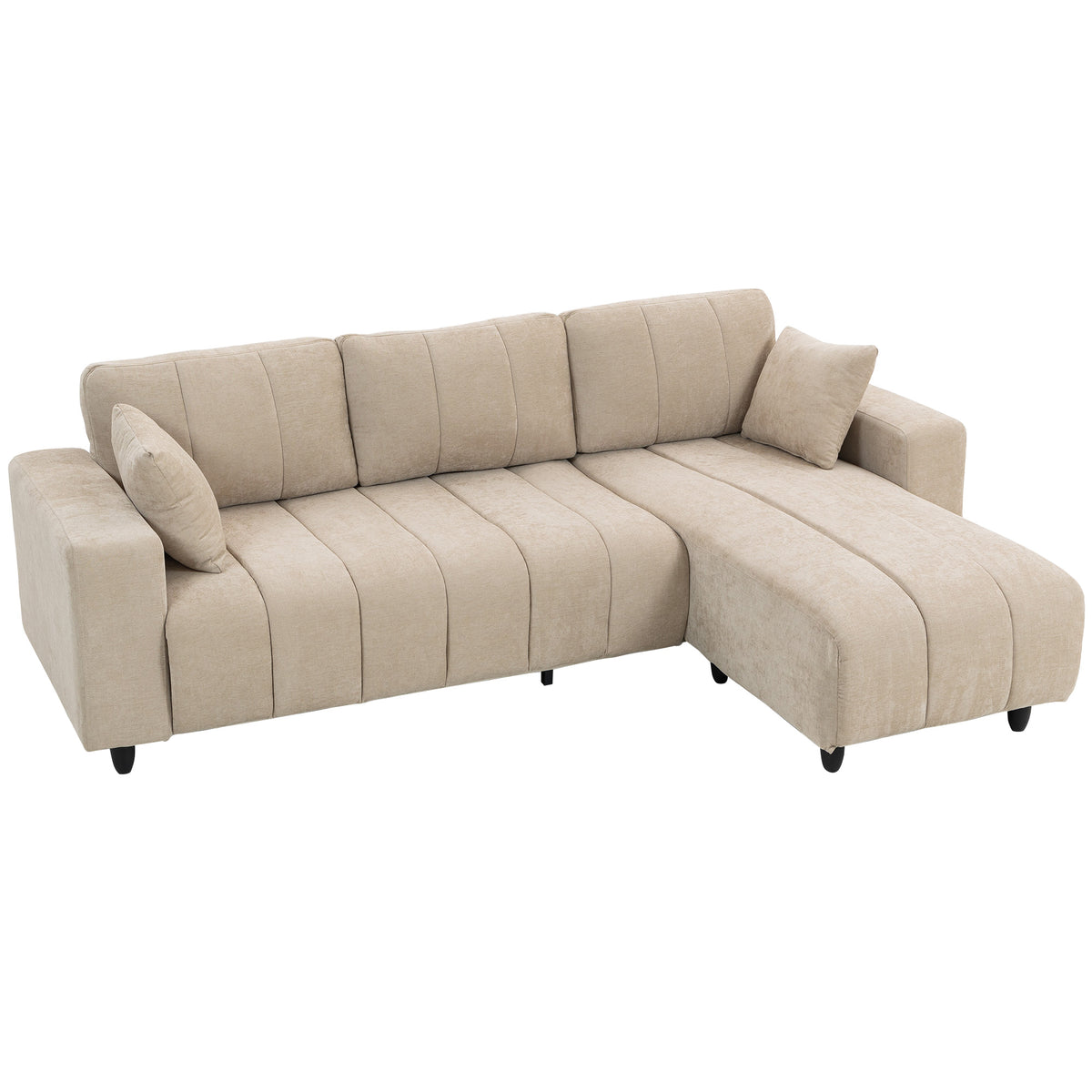 HOMCOM L-förmiges Ecksofa mit flexibler Chaiselongue, 4-Sitzer-Couch mit 2 Kissen, Metallrahmen, für