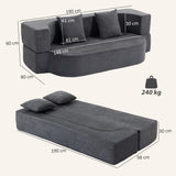 HOMCOM Schlafsofa, Bodensofa ohne Gestell mit dickem, hochdichtem Schaumstoff, breitem und tiefem Sitz – Produktabbildung 3